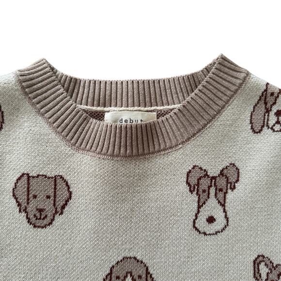 Debut Women’s Knit Short Sleeve Shirt Dogs Corgi Schnauzer Tan Size S - Picture 2 of 8
